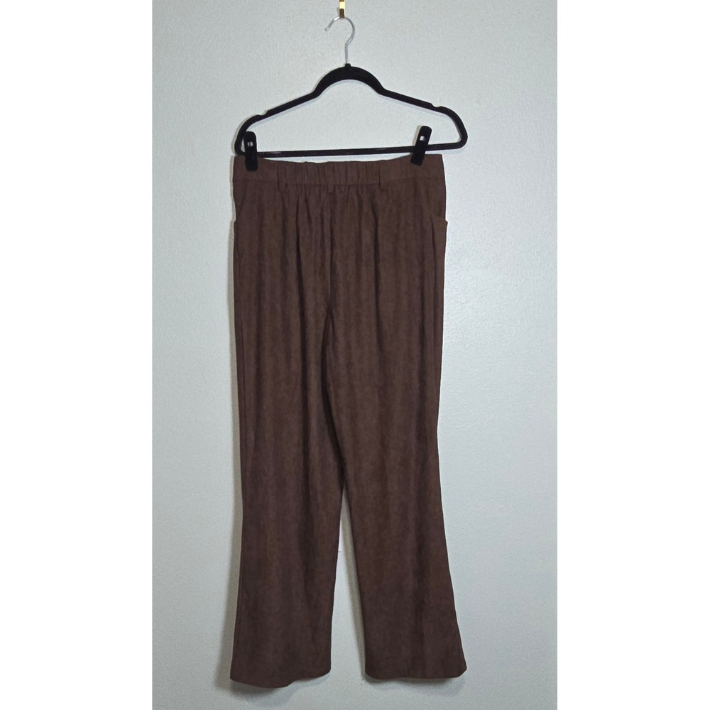 Emmiol Brown Corduroy High Waisted Straight Leg Pants EAK0255BO Womens Large